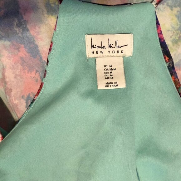 Nicole Miller New York Multicolor Halter Maxi Dress M Polyester Blend Boho Beach - Picture 3 of 16